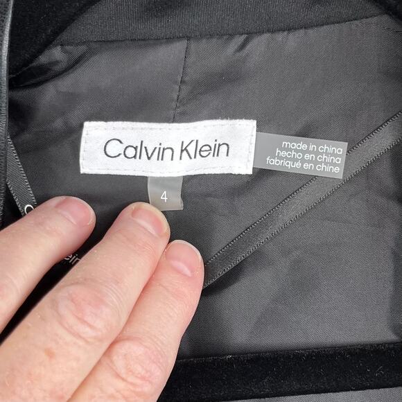 Calvin Klein Mixed Media Black Faux Leather Open Front Blazer Jacket 4 NWT - Picture 4 of 16